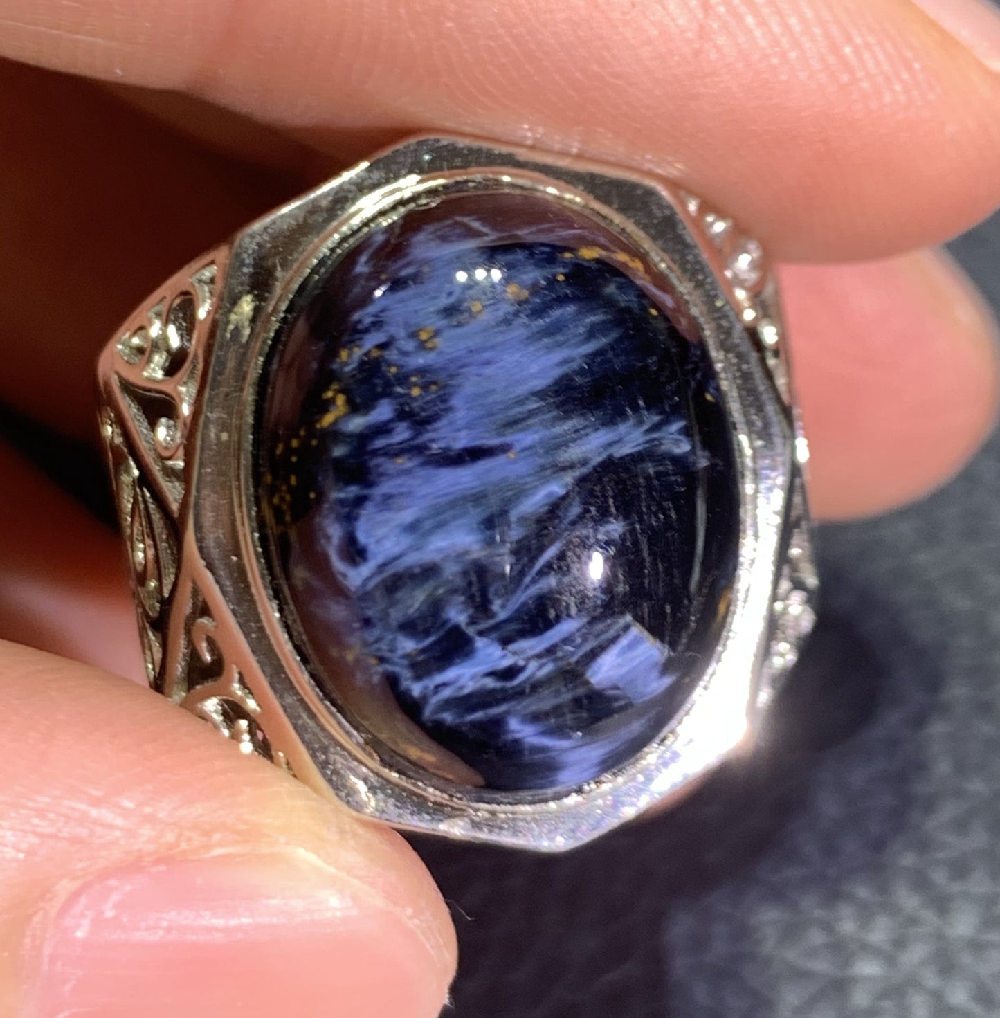 AAAA Natural Namibian Pietersite Ring,Silver Ring,Colorful Full Fire Pietersite Ring,Collection Quality ET1225