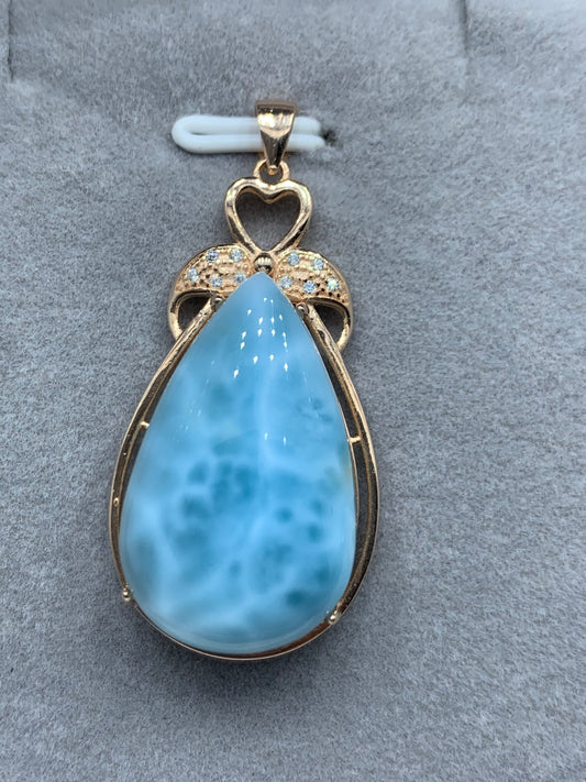 AAA+ Natural  Authentic Dominican Larimar 925 Silver Pendant,Handmade Silver Pendant,Lairmar Jewelry ET010