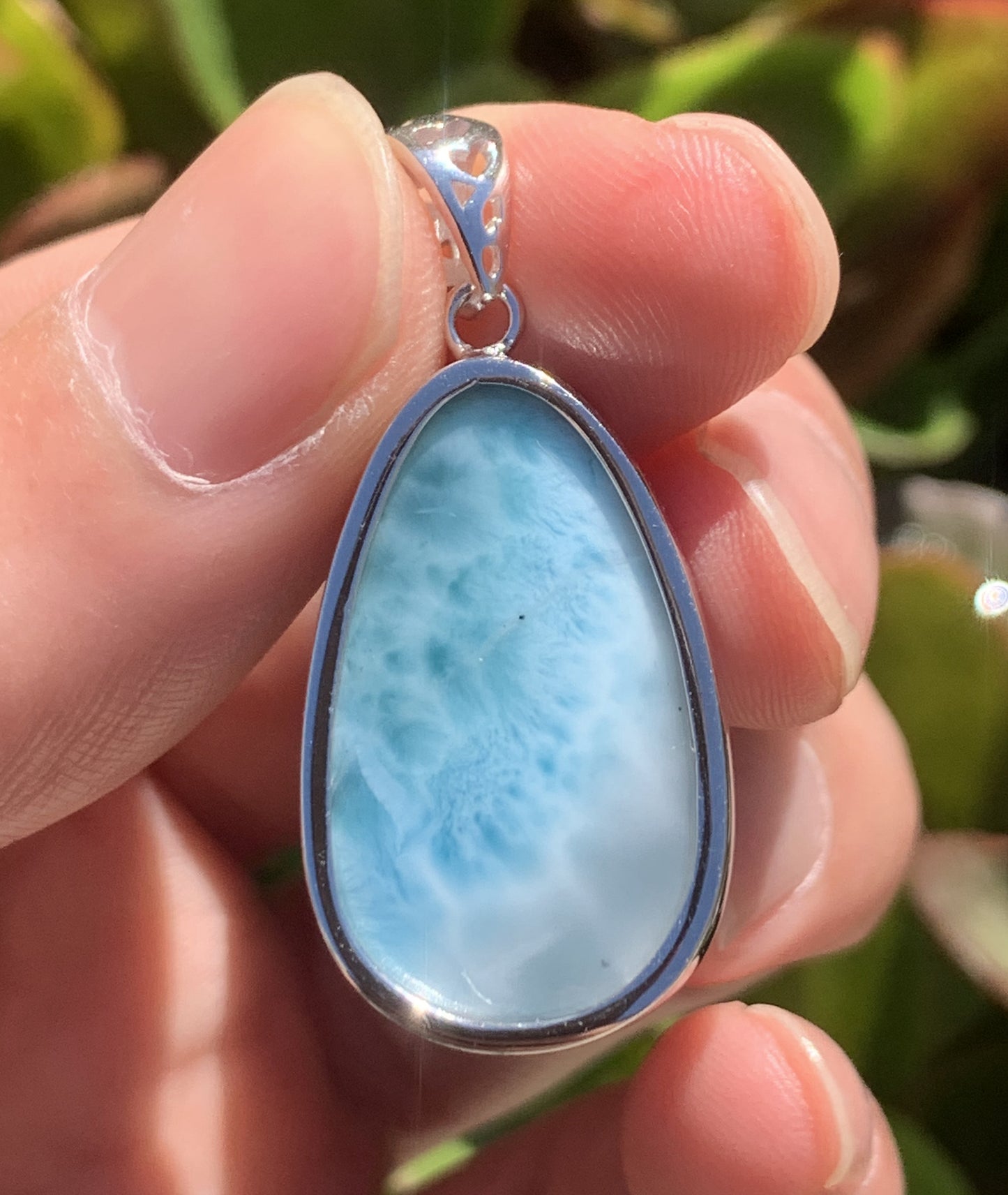 AAA+ Natural  Authentic Dominican Larimar 925 Silver Pendant, Handmade Silver Pendant,Lairmar Jewelry ET292