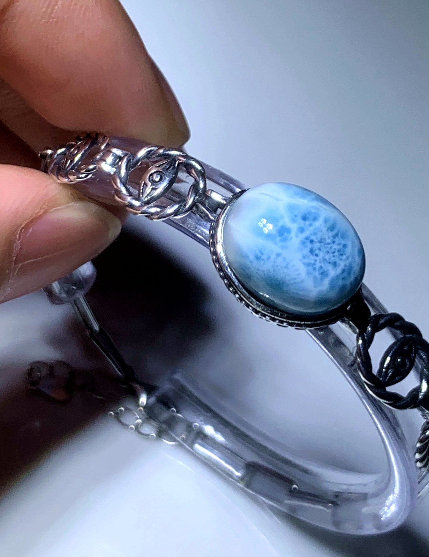 AAA Natural Authentic Dominican Larimar Bracelet,Gems Jewelry,Gems Bracelet,Crystal Bracelet,ET840