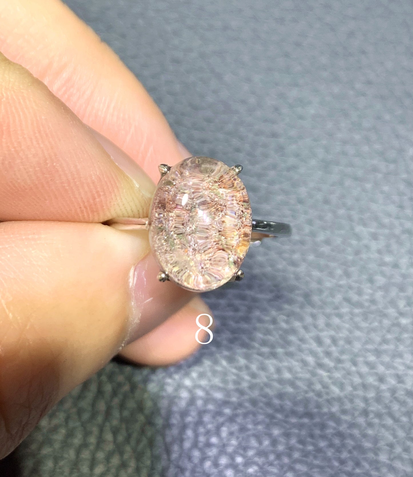 Green Phantom Ring,AAAA Natural Authentic Phantom Crystal Ring,Silver Ring,Crystal Ring,Gems Ring,ET1018