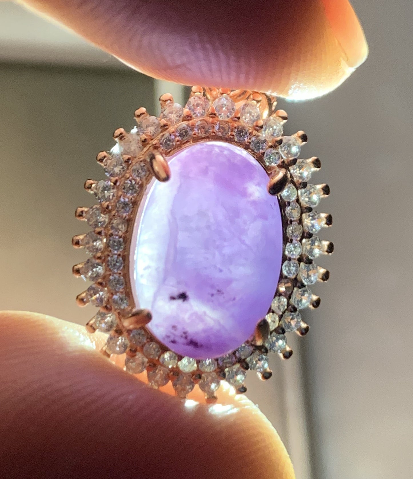 AAAAA Natural Authentic Sugilite Pendant,Oval Sugilite Pendant, Silver Pendant,Birthday Gift ET1108