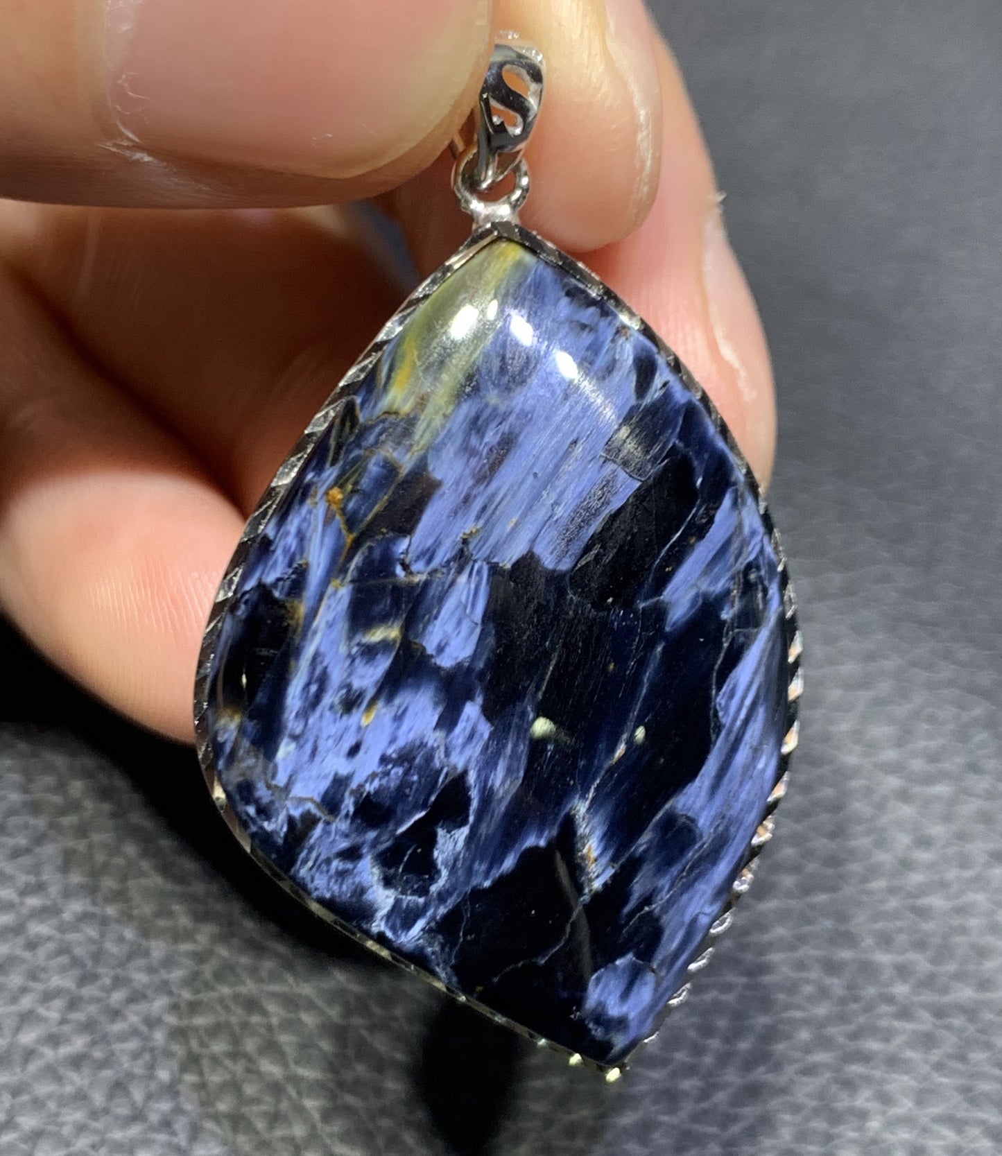 AAAA Natural Namibian Pietersite Pendant,Silver Pendant,Colorful Full Fire Pietersite Pendant,Collection Quality ET1086