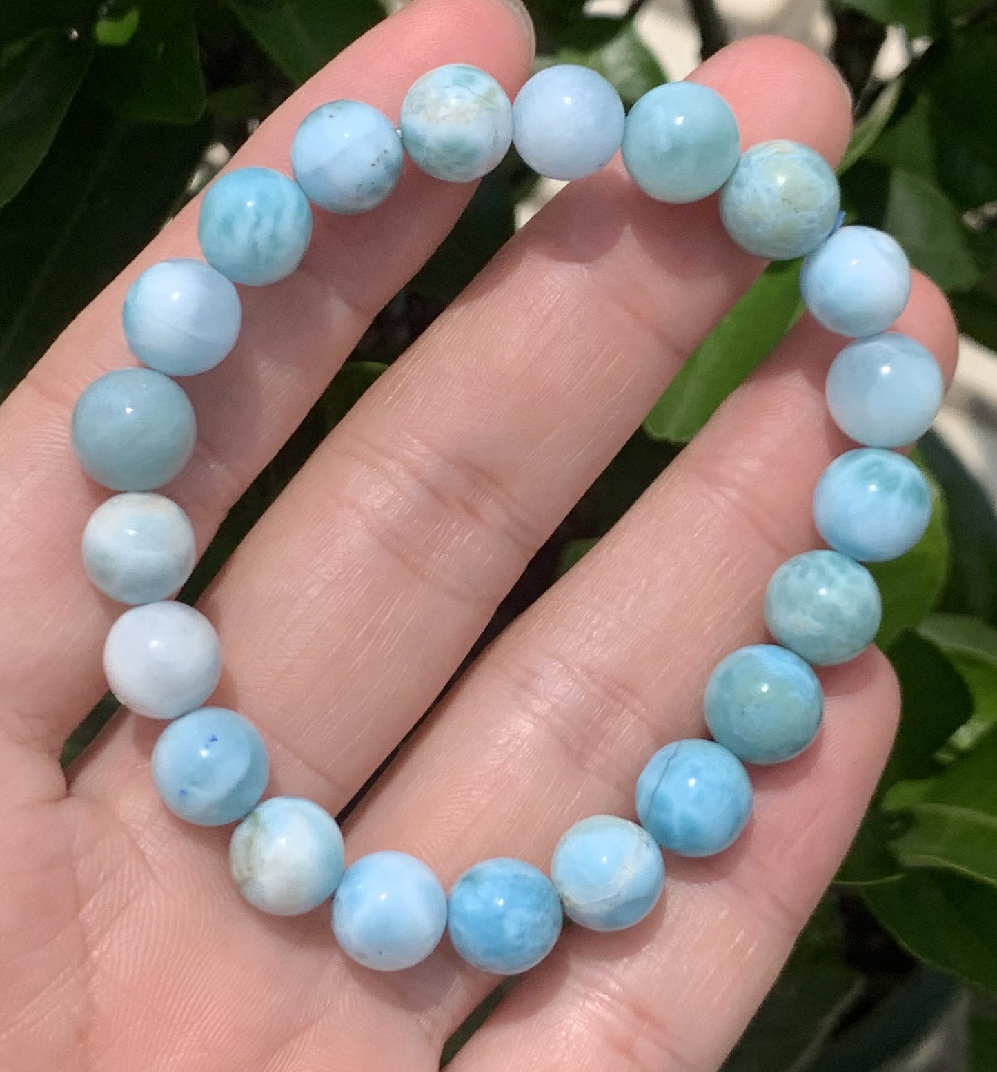 AA+ Natural Authentic Dominican Larimar Bracelet,Gems Jewelry,Gems Bracelet,9mm Bracelet,Crystal Bracelet,ET777