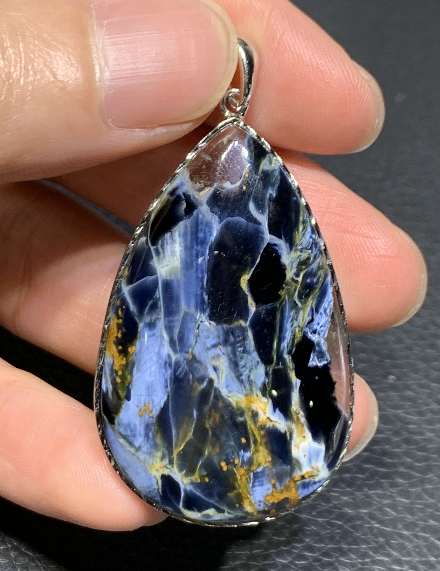 AAAA Natural Namibian Pietersite Pendant,Silver Pendant,Colorful Full Fire Pietersite Pendant,Collection Quality ET1164