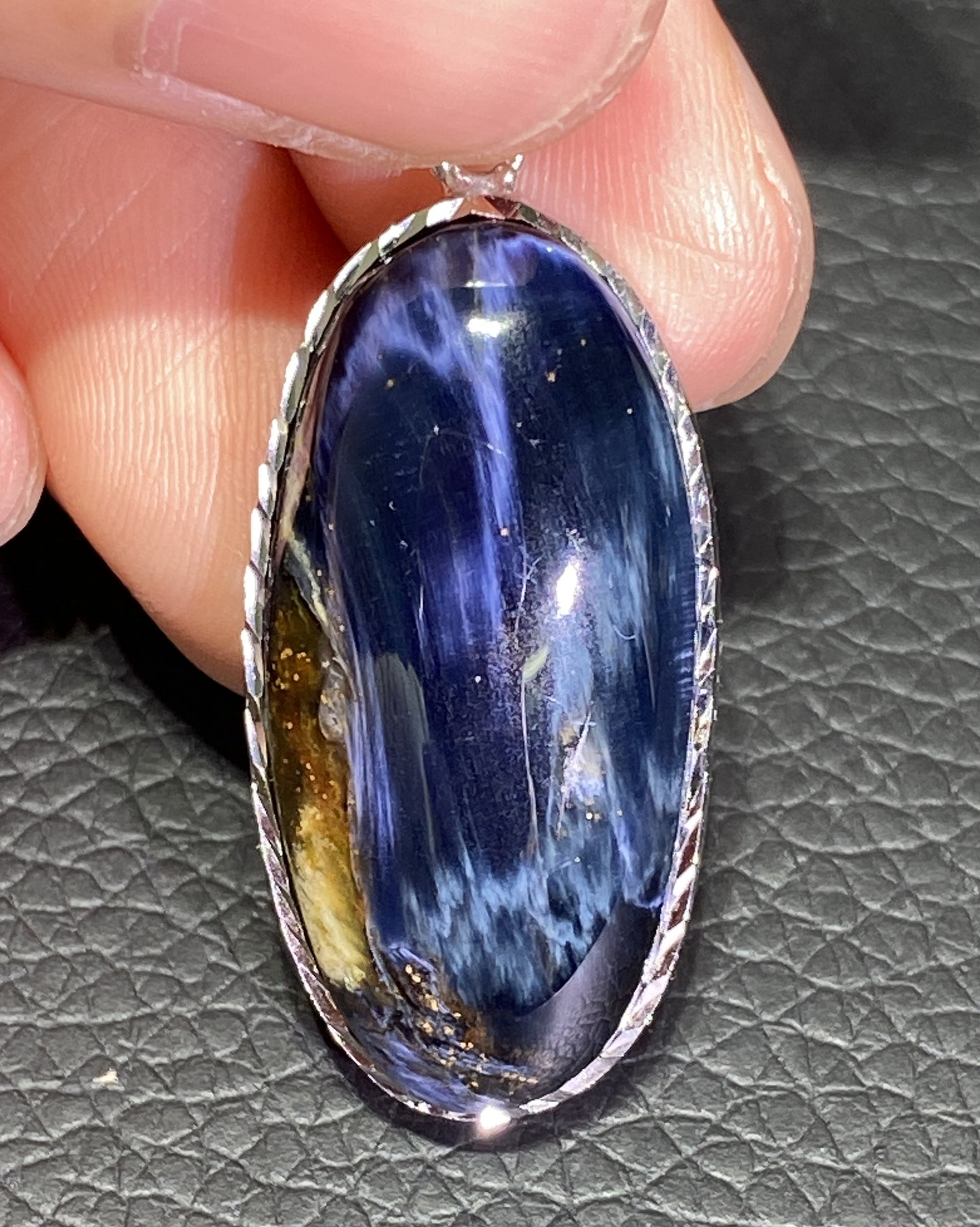 AAAA Natural Namibian Pietersite Pendant,Silver Pendant,Colorful Full Fire Pietersite Pendant,Collection Quality ET1168