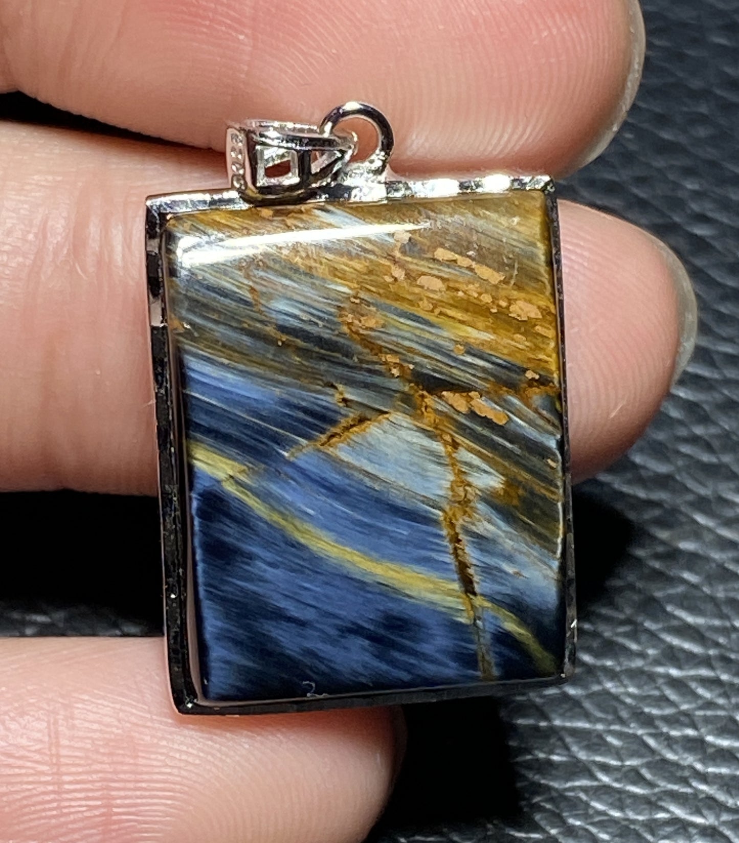 AAAA+ Natural Namibian Pietersite 925 Silver Pendant, Colored Full Fire Pietersite Pendant, Pietersite Gemstone ET139