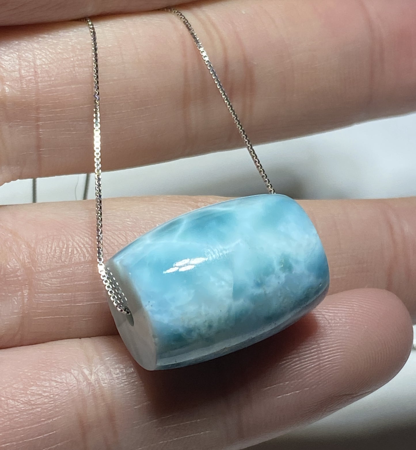 AAA Natural Authentic Dominican Larimar Necklace,Larimar Stone, Larimar Jewelry,Pendant Necklace,Silver Necklace et279
