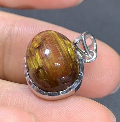 AAAA Natural Namibian Pietersite Pendant,Silver Pendant,Colorful Full Fire Pietersite Pendant,Collection Quality ET1210