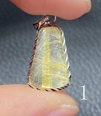 AAA+ Natural Rutilated Quartz Silver Pendant,Rutilated Quartz,Crystal Pendant,Silver Pendant,Pendant Necklace ET311