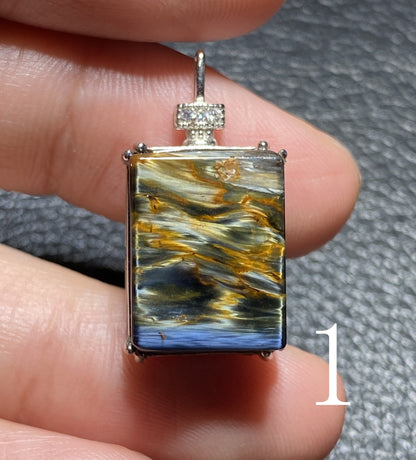 Pietersite,AAAA+ Natural Namibian Pietersite 925 Silver Pendant, Colored Full Fire Pietersite Pendant, Pietersite Gemstone ET1025