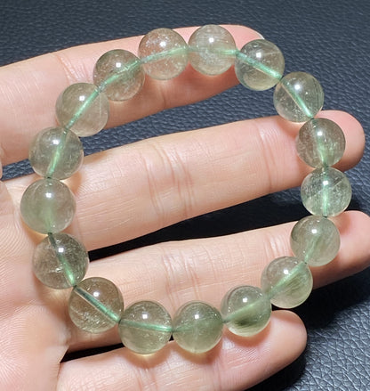 Green Rutilated Quartz Bracelet,Crystal Bracelet,11mm Bracelet,Gemstone Bracelet,Crystal Bracelet,Luck Bracelet ET193