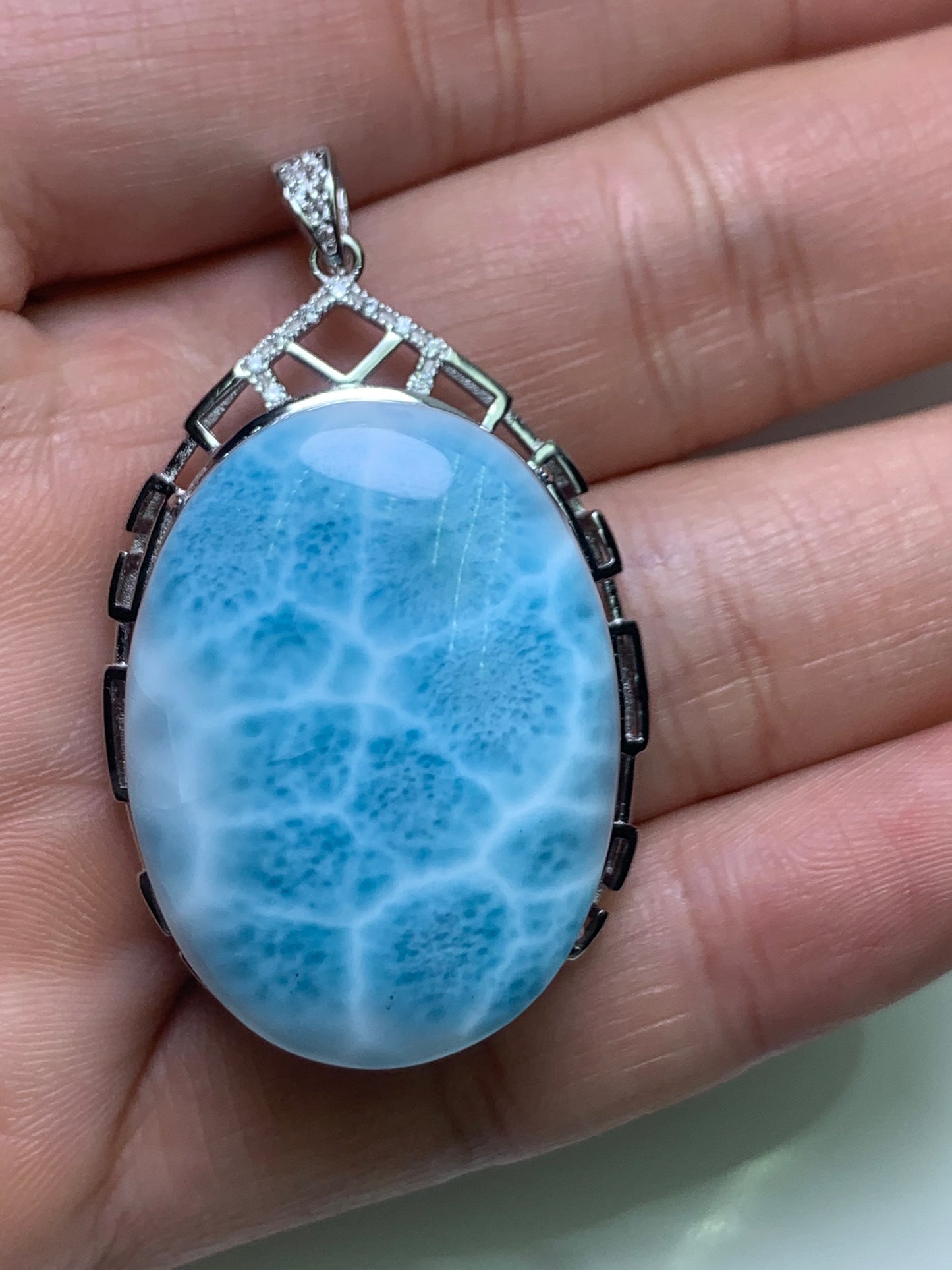 AAA++ Natural Authentic Dominican Larimar Pendants, Larimar Jewelry,Crystal Pendant,Gems Jewelry,Larimar Jewelry,ET245