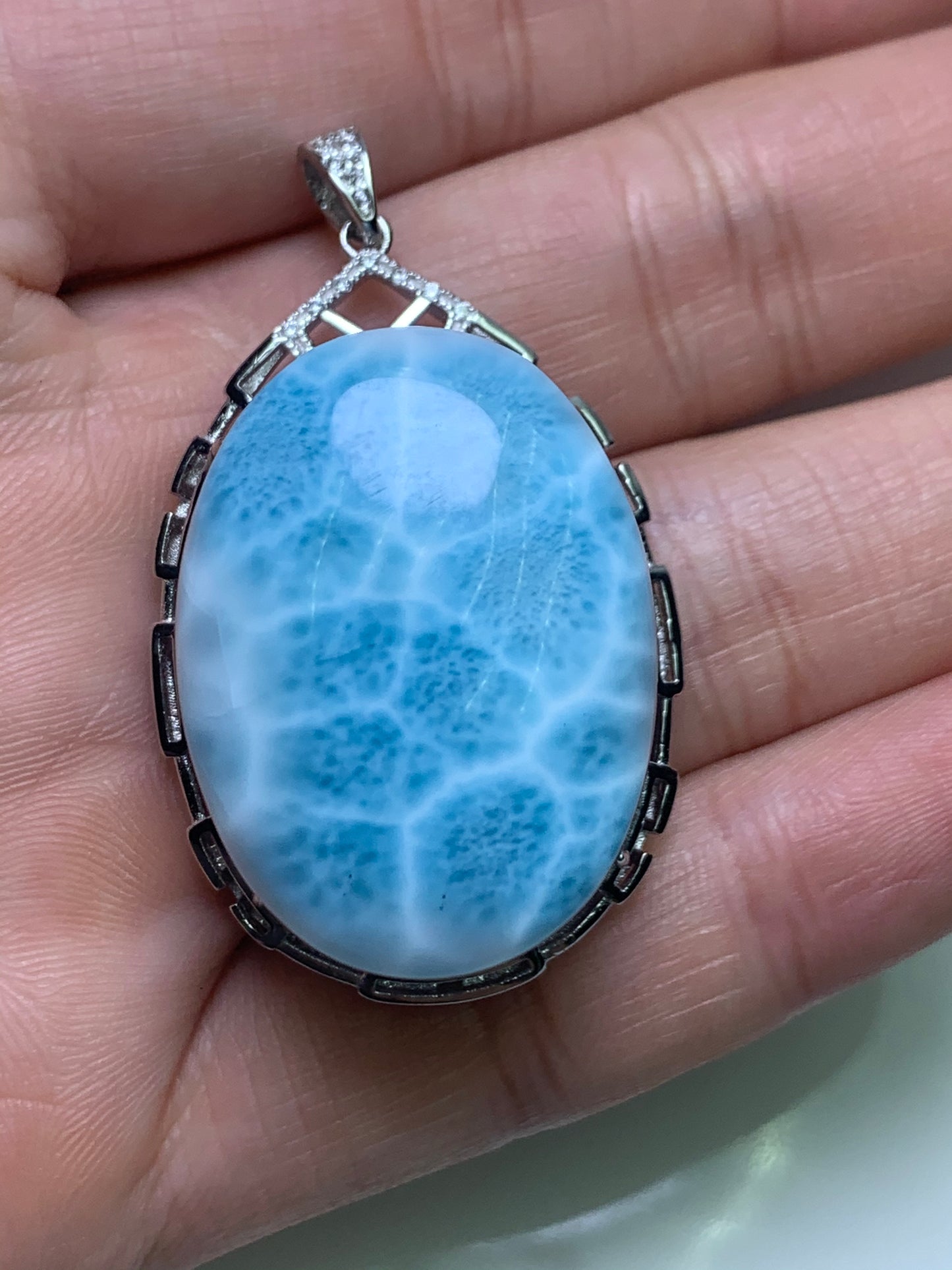 AAA++ Natural Authentic Dominican Larimar Pendants, Larimar Jewelry,Crystal Pendant,Gems Jewelry,Larimar Jewelry,ET245