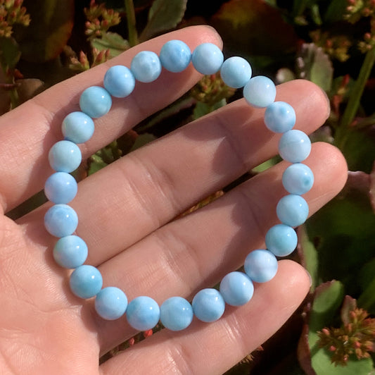 Larimar,AAA Natural Authentic Dominican Larimar Bracelect,Gems Bracelect,Crystal Bracelet,8mm Bracelect ET284