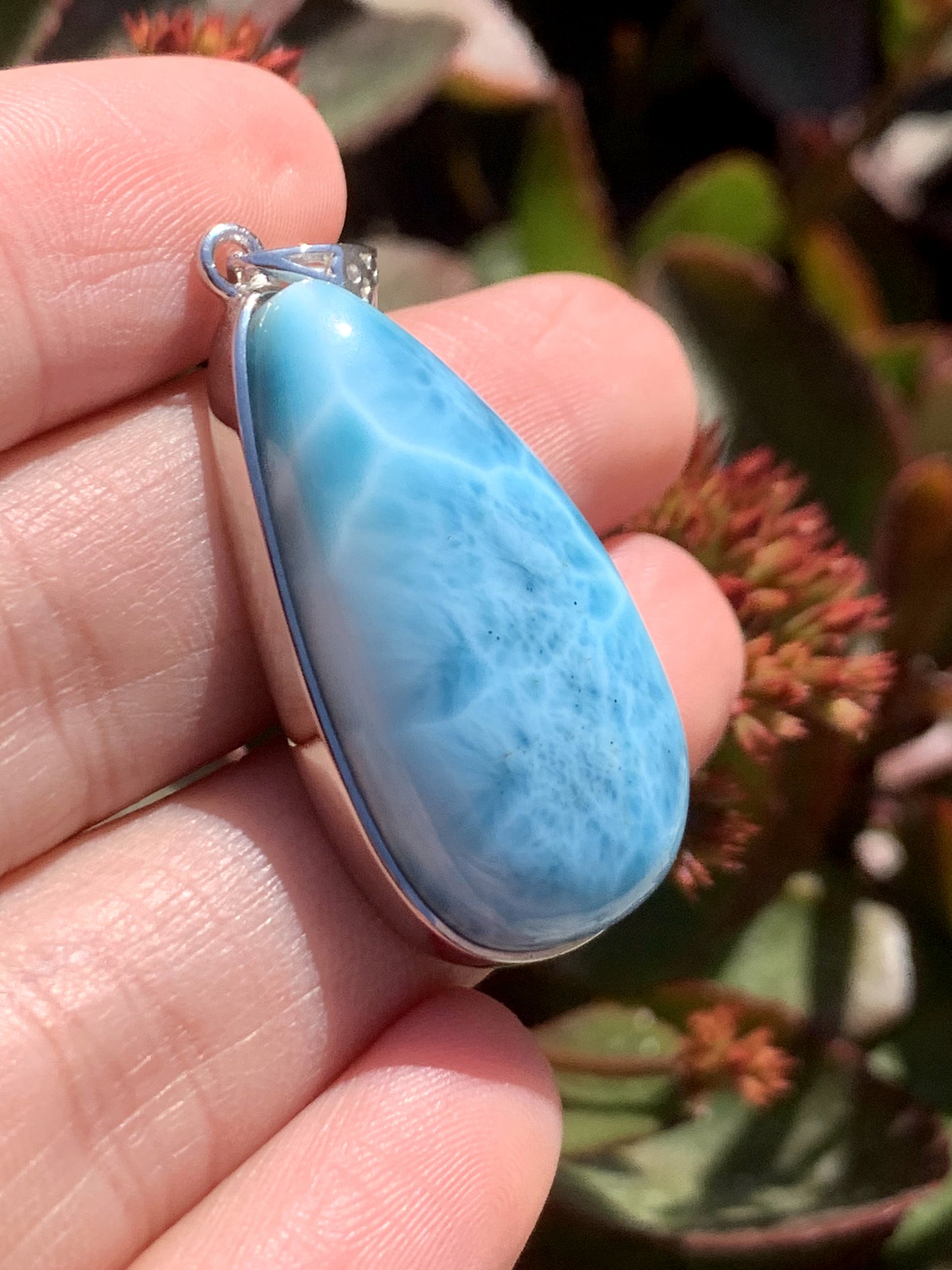 AAA+ Natural Authentic Dominican Larimar Pendant,Gems Jewelry,Gems Pendant,Crystal Pendant,ET324