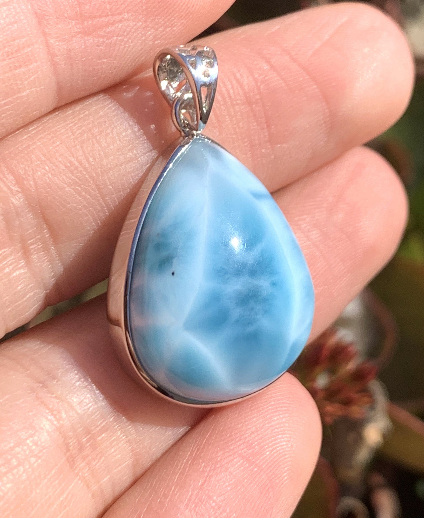 AAAA Natural Authentic Dominican Larimar Pendant,Gems Jewelry,Gems Pendant,Crystal Pendant,ET325