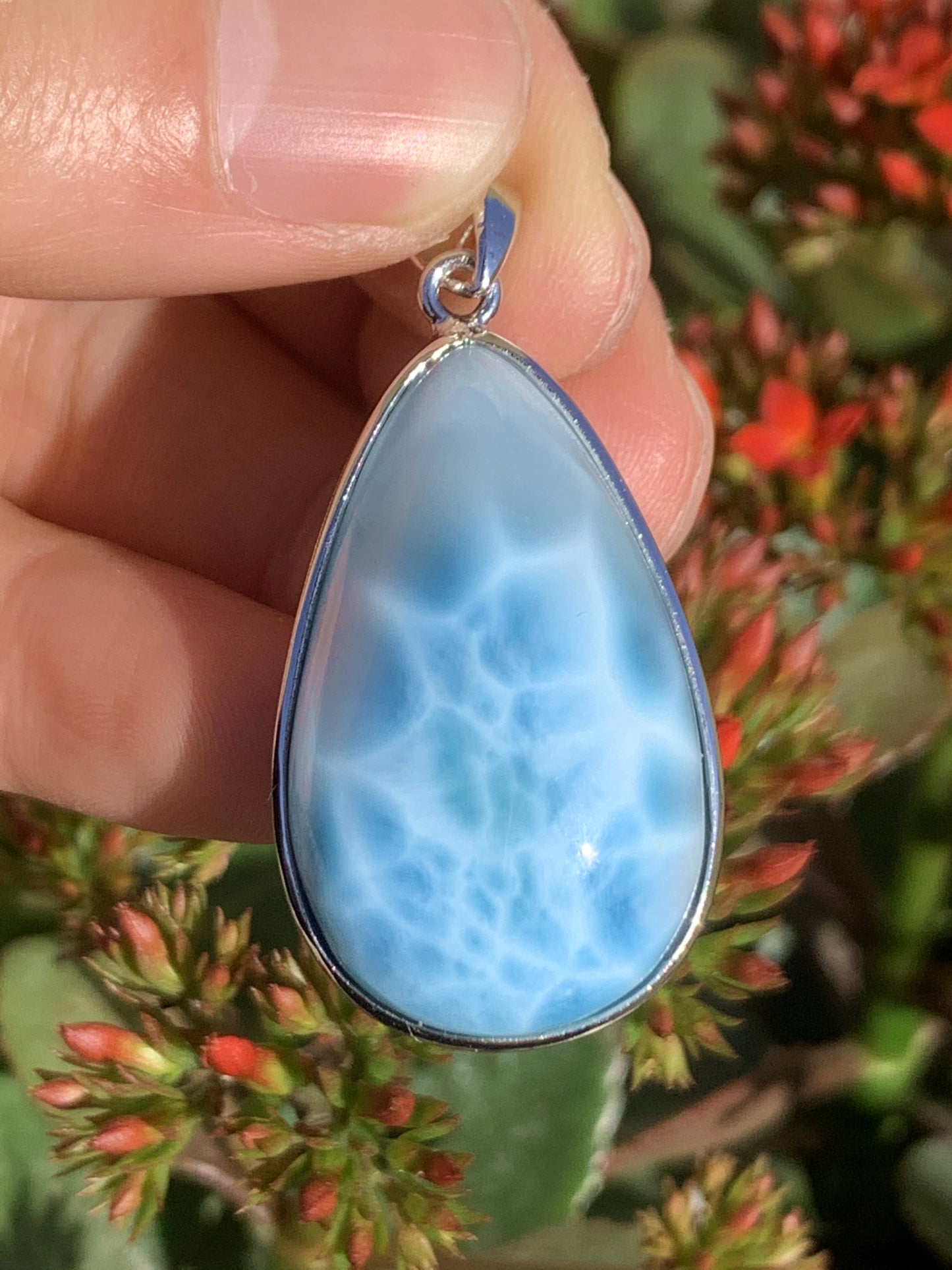 AAAA Natural Authentic Dominican Larimar Pendant,Gems Jewelry,Gems Pendant,Crystal Pendant,ET365