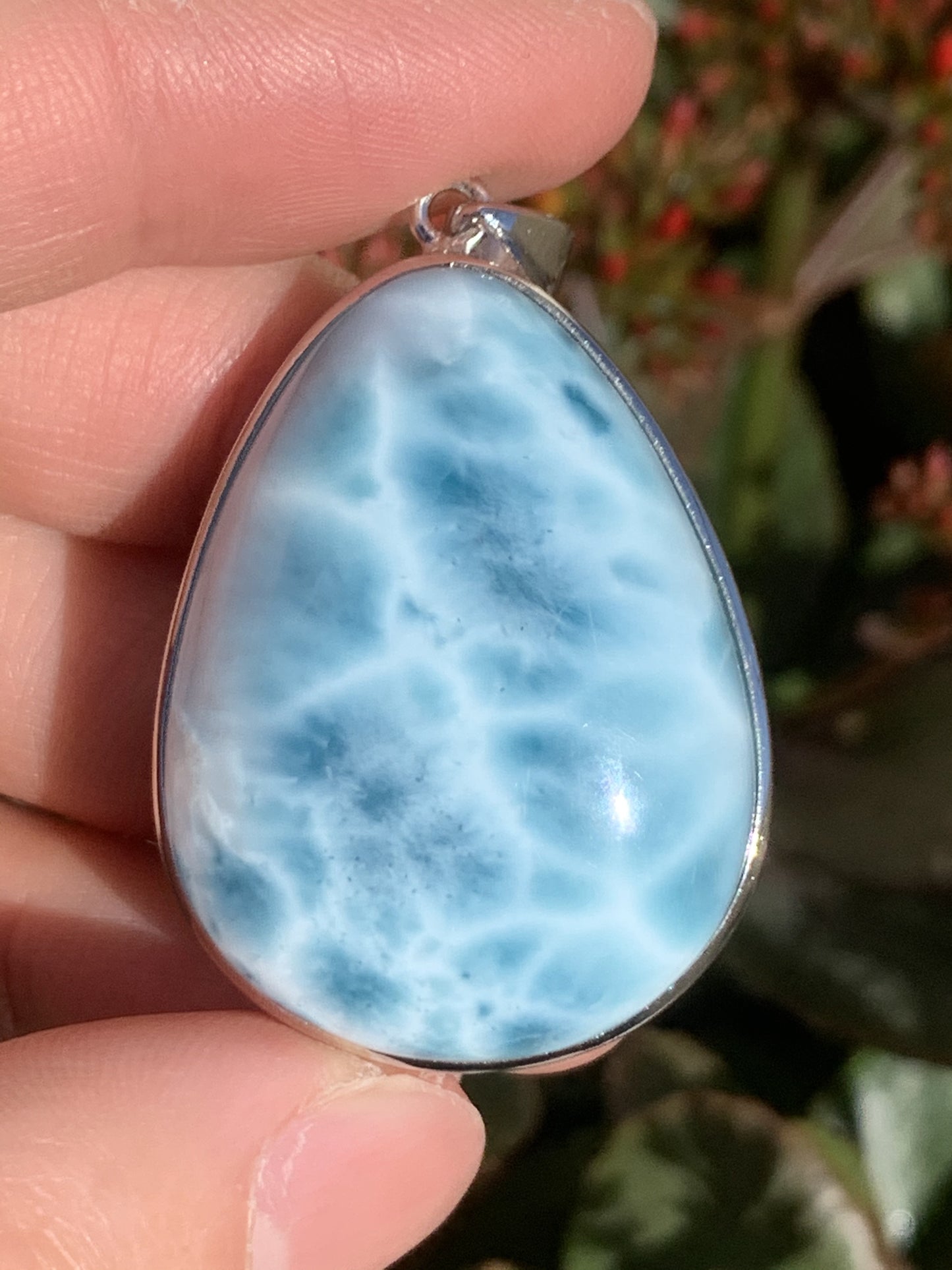 AAAA Natural Authentic Dominican Larimar Pendant,Gems Jewelry,Gems Pendant,Crystal Pendant,ET368