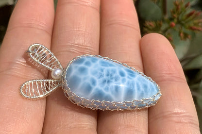 AAA+ Natural Authentic Dominican Larimar Pendant,Gems Jewelry,Gems Pendant,Crystal Pendant,ET373