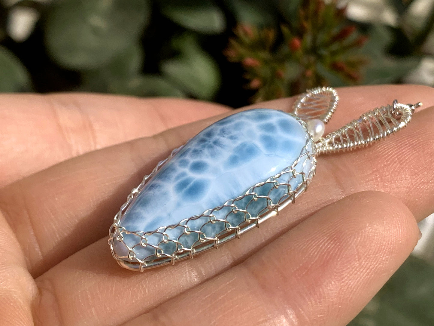 AAA+ Natural Authentic Dominican Larimar Pendant,Gems Jewelry,Gems Pendant,Crystal Pendant,ET373