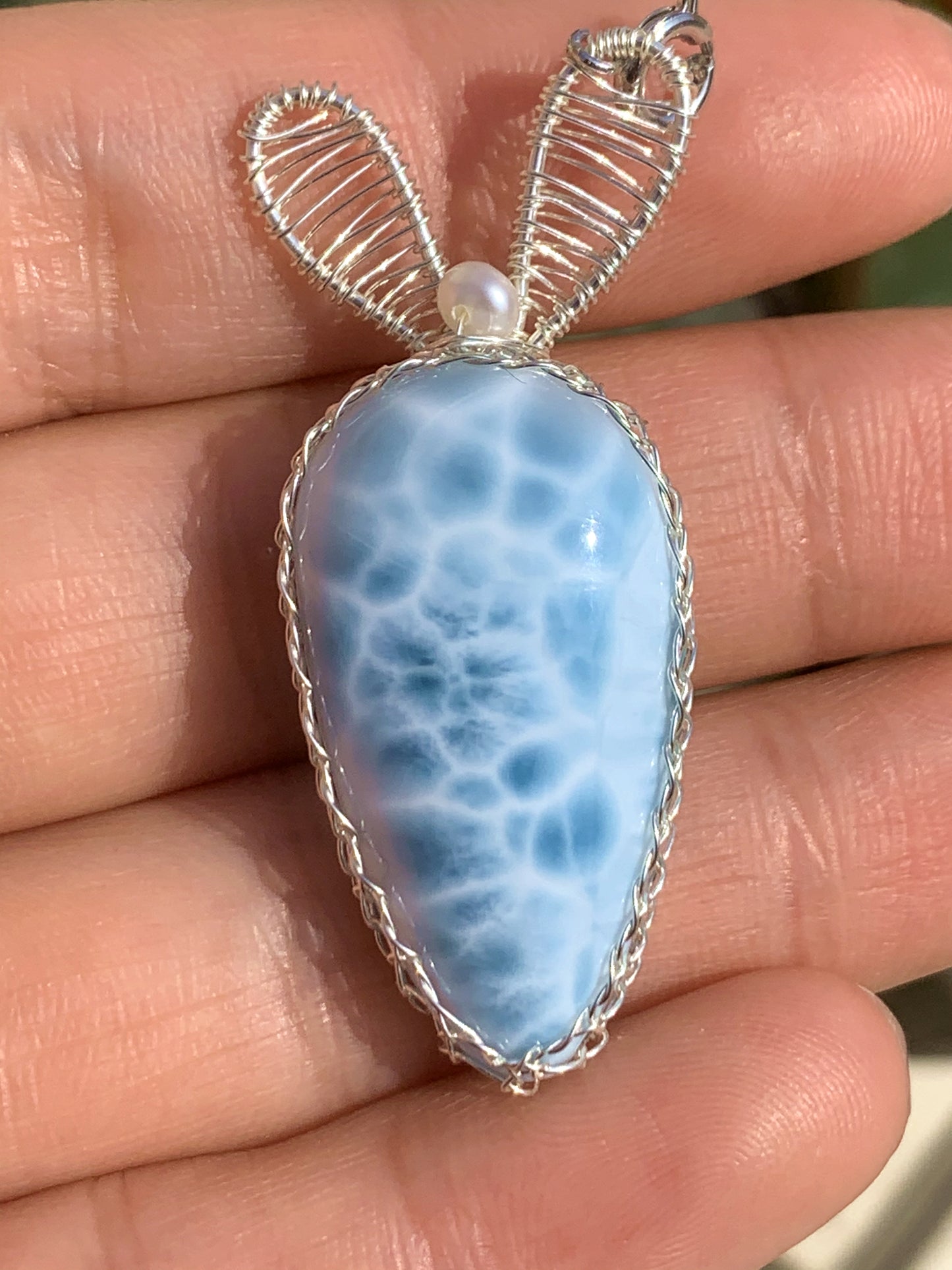 AAA+ Natural Authentic Dominican Larimar Pendant,Gems Jewelry,Gems Pendant,Crystal Pendant,ET373