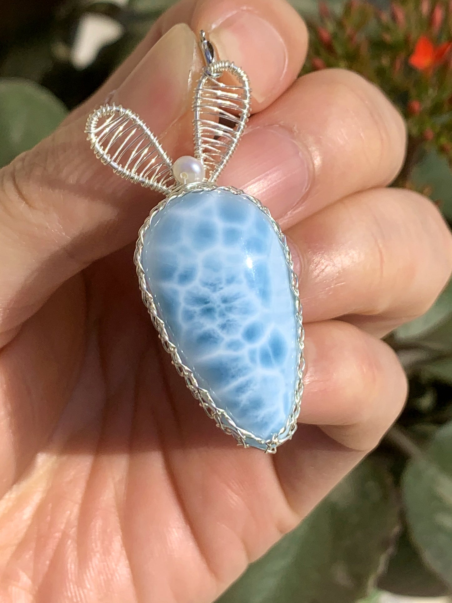 AAA+ Natural Authentic Dominican Larimar Pendant,Gems Jewelry,Gems Pendant,Crystal Pendant,ET373