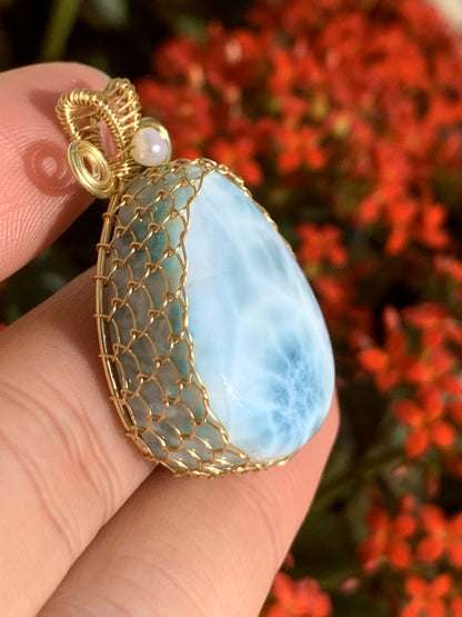 AAA+ Natural Authentic Dominican Larimar Pendant,Gems Jewelry,Gems Pendant,Crystal Pendant,ET377