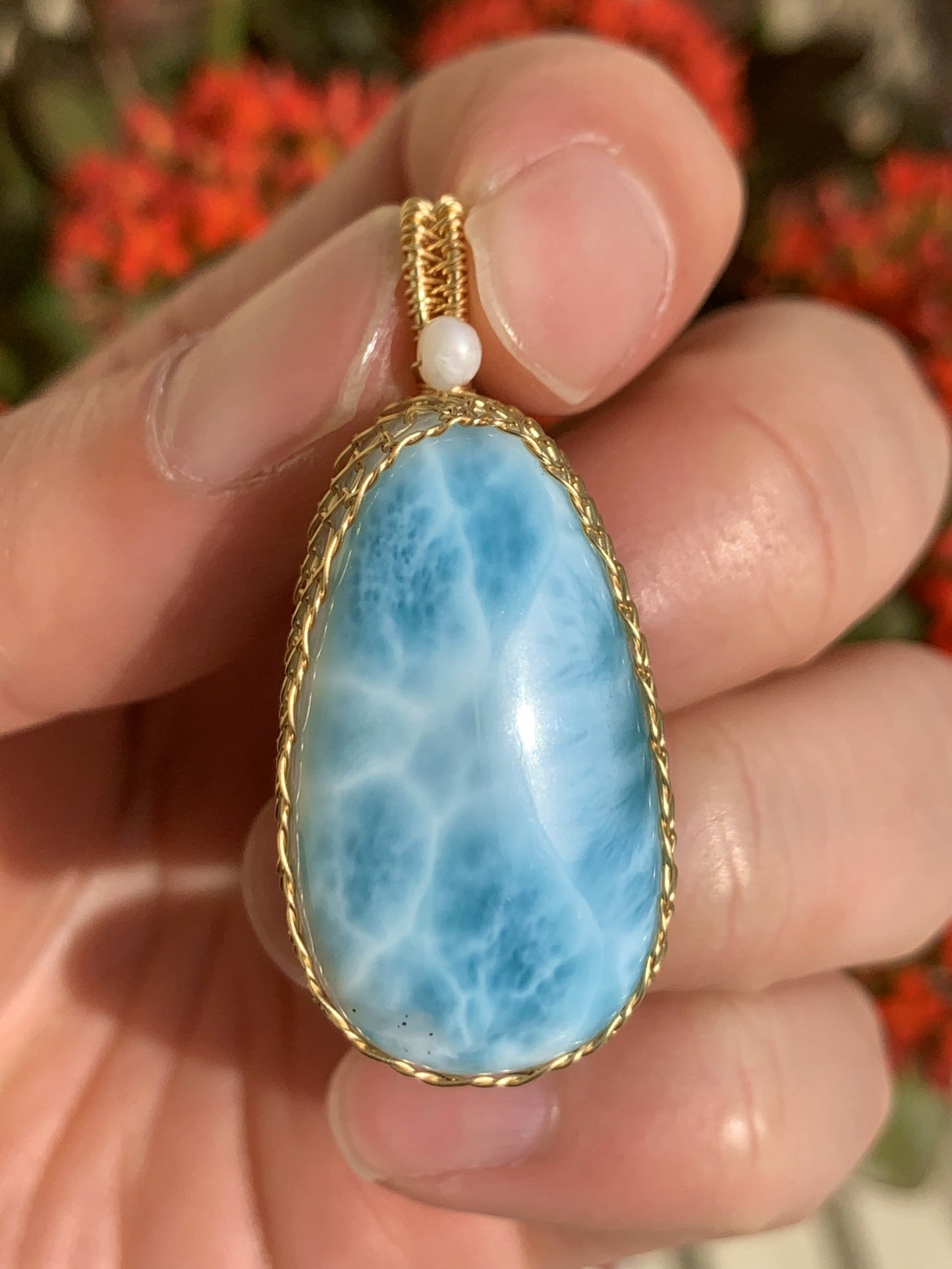 AAA+ Natural Authentic Dominican Larimar Pendant,Gems Jewelry,Gems Pendant,Crystal Pendant,ET378