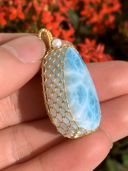 AAA+ Natural Authentic Dominican Larimar Pendant,Gems Jewelry,Gems Pendant,Crystal Pendant,ET378