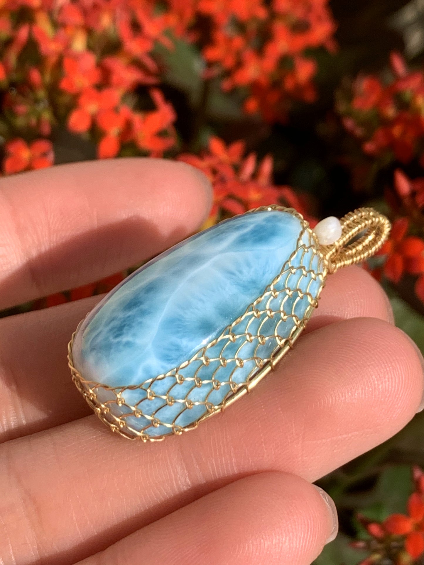 AAA+ Natural Authentic Dominican Larimar Pendant,Gems Jewelry,Gems Pendant,Crystal Pendant,ET378