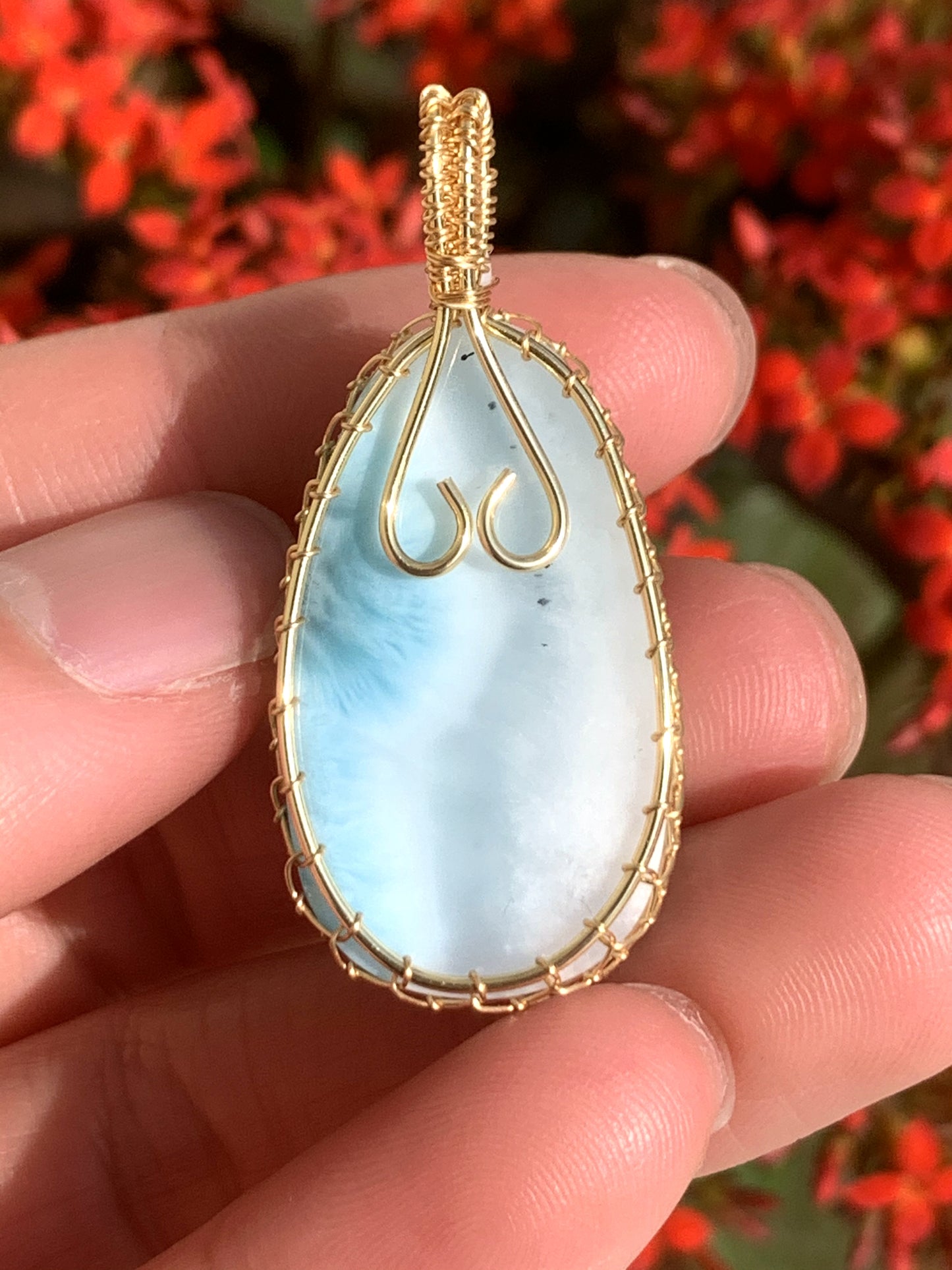 AAA+ Natural Authentic Dominican Larimar Pendant,Gems Jewelry,Gems Pendant,Crystal Pendant,ET378