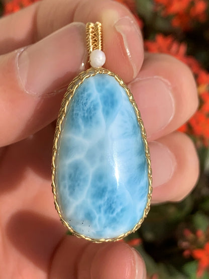 AAA+ Natural Authentic Dominican Larimar Pendant,Gems Jewelry,Gems Pendant,Crystal Pendant,ET378