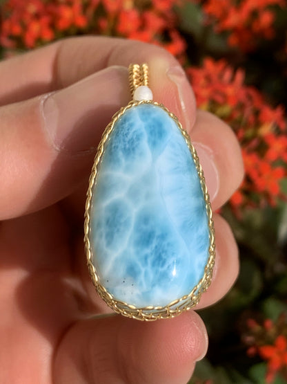 AAA+ Natural Authentic Dominican Larimar Pendant,Gems Jewelry,Gems Pendant,Crystal Pendant,ET378