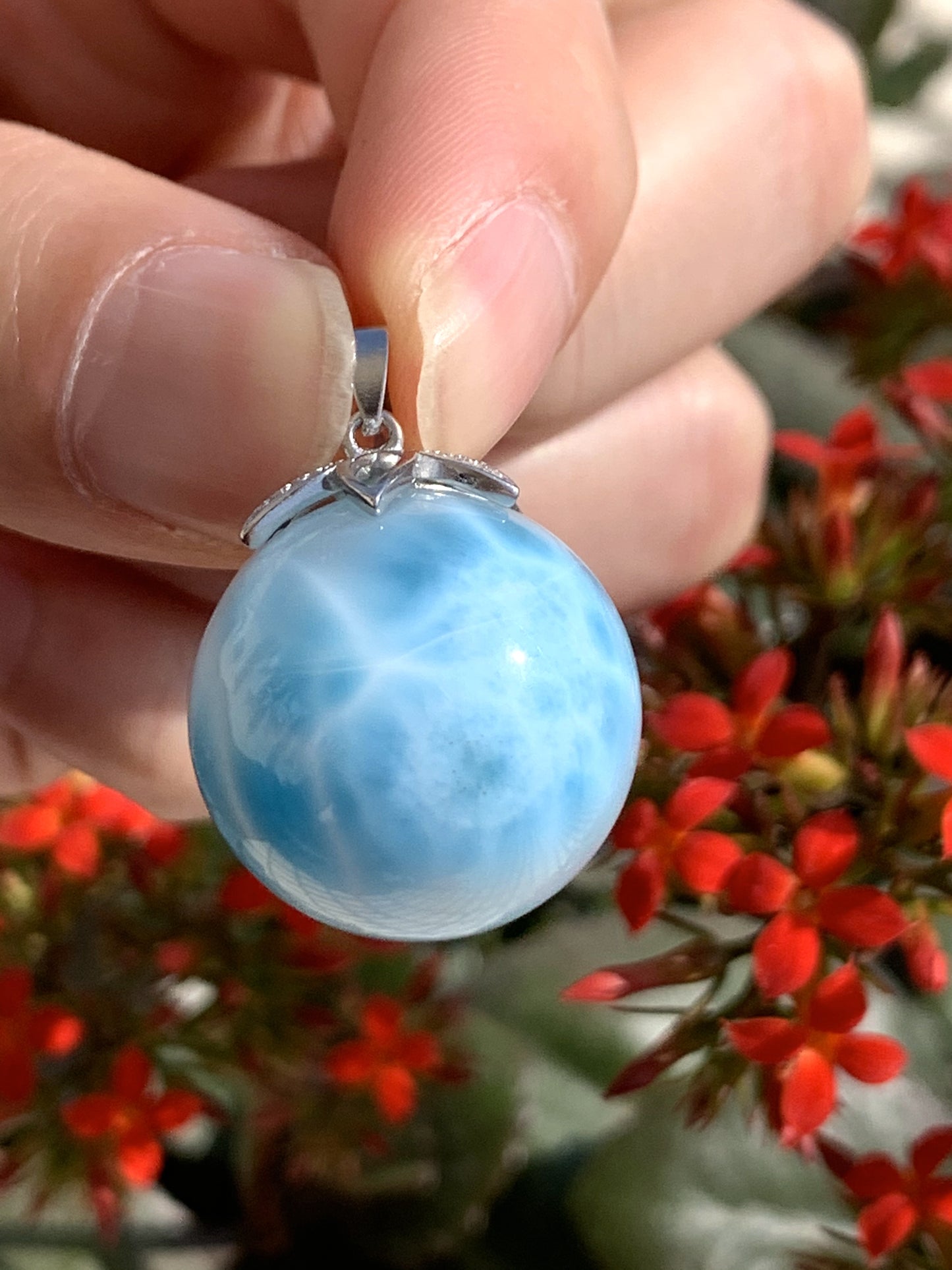 AAA+ Natural Authentic Dominican Larimar Pendant,Gems Jewelry,Gems Pendant,Crystal Pendant,ET382