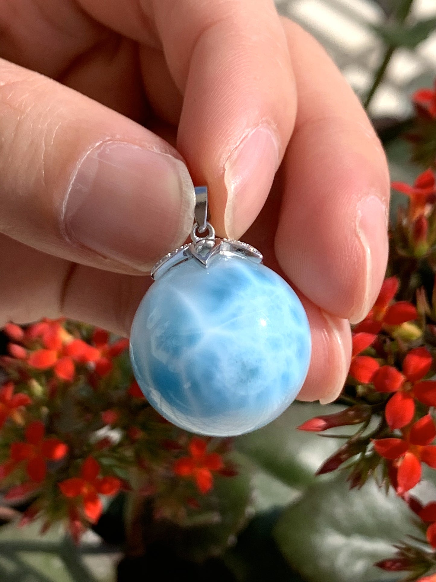AAA+ Natural Authentic Dominican Larimar Pendant,Gems Jewelry,Gems Pendant,Crystal Pendant,ET382