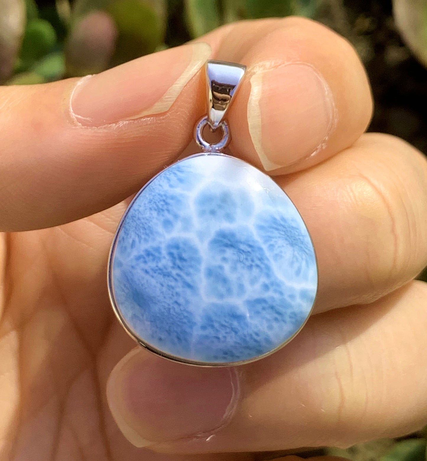 AAAA Natural Authentic Dominican Larimar Pendant,Gems Jewelry,Gems Pendant,Crystal Pendant,ET394