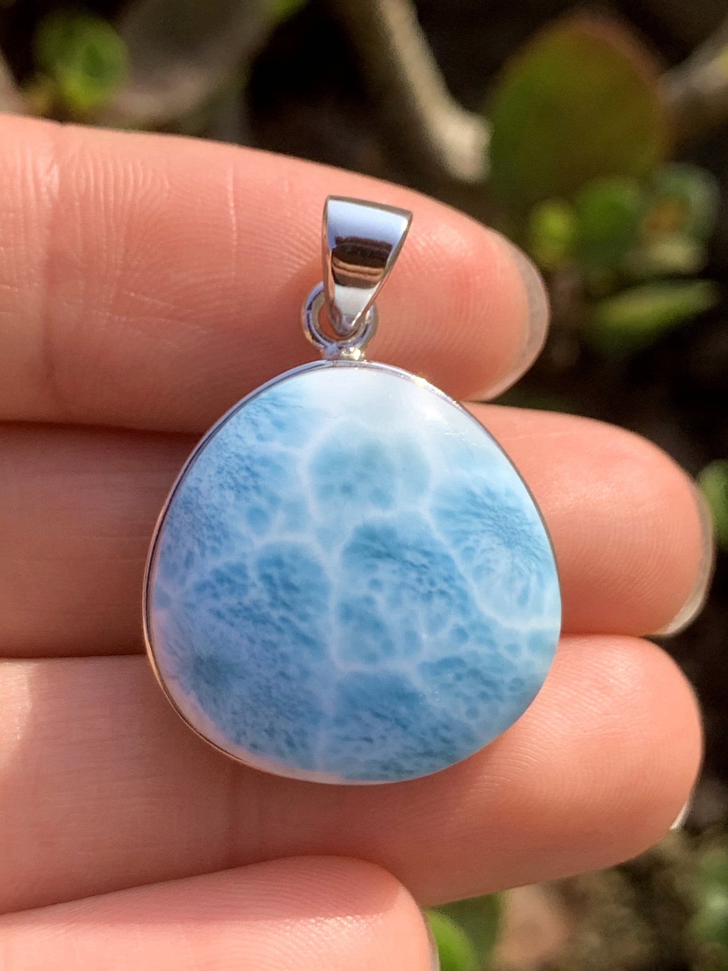 AAAA Natural Authentic Dominican Larimar Pendant,Gems Jewelry,Gems Pendant,Crystal Pendant,ET394