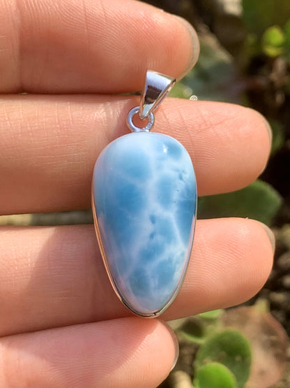 AAAA Natural Authentic Dominican Larimar Pendant,Gems Jewelry,Gems Pendant,Crystal Pendant,ET395