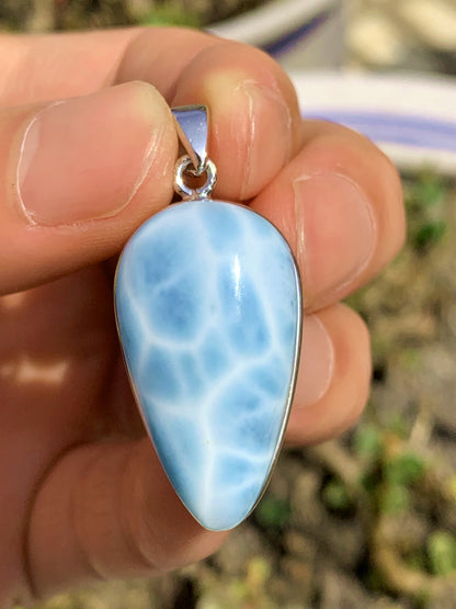 AAAA Natural Authentic Dominican Larimar Pendant,Gems Jewelry,Gems Pendant,Crystal Pendant,ET400