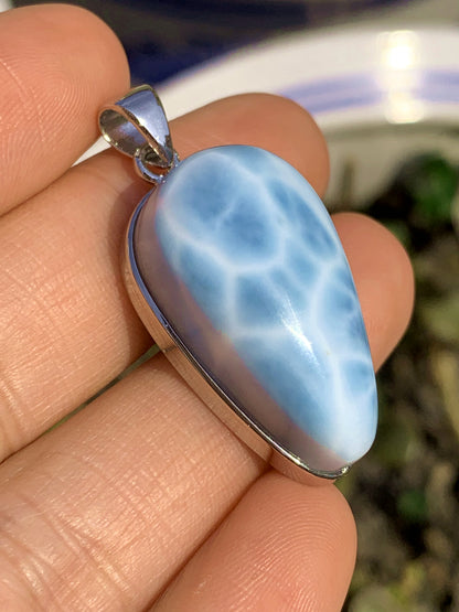 AAAA Natural Authentic Dominican Larimar Pendant,Gems Jewelry,Gems Pendant,Crystal Pendant,ET400