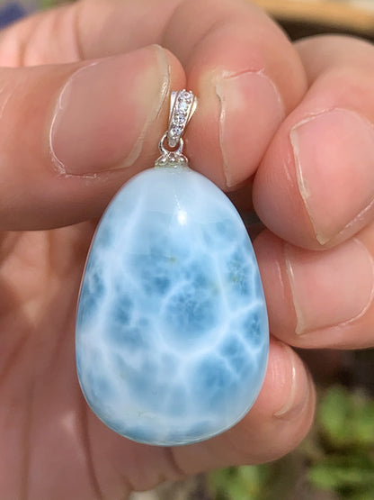 AAAA Natural Authentic Dominican Larimar Pendant,Gems Jewelry,Gems Pendant,Crystal Pendant,ET407