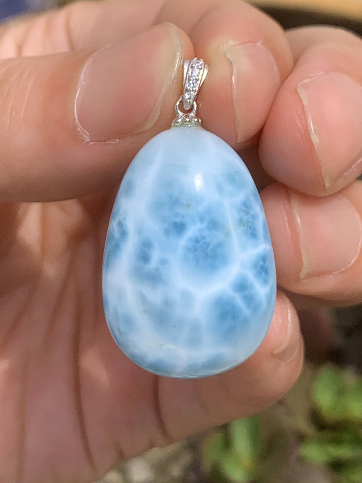 AAAA Natural Authentic Dominican Larimar Pendant,Gems Jewelry,Gems Pendant,Crystal Pendant,ET407