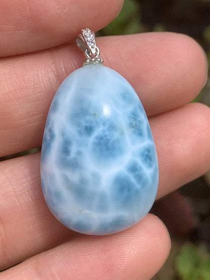 AAAA Natural Authentic Dominican Larimar Pendant,Gems Jewelry,Gems Pendant,Crystal Pendant,ET407