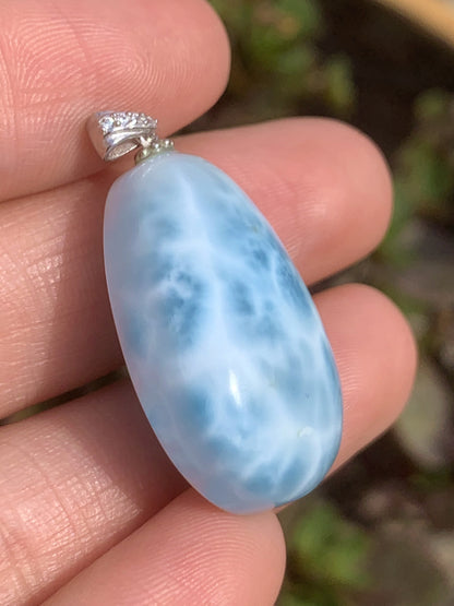 AAAA Natural Authentic Dominican Larimar Pendant,Gems Jewelry,Gems Pendant,Crystal Pendant,ET407