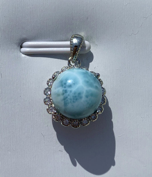 AAA+ Natural Authentic Dominican Larimar Pendant,Handmade Jewelry, Crystal Jewelry, Larimar Jewelry,Larimar Stone ET429