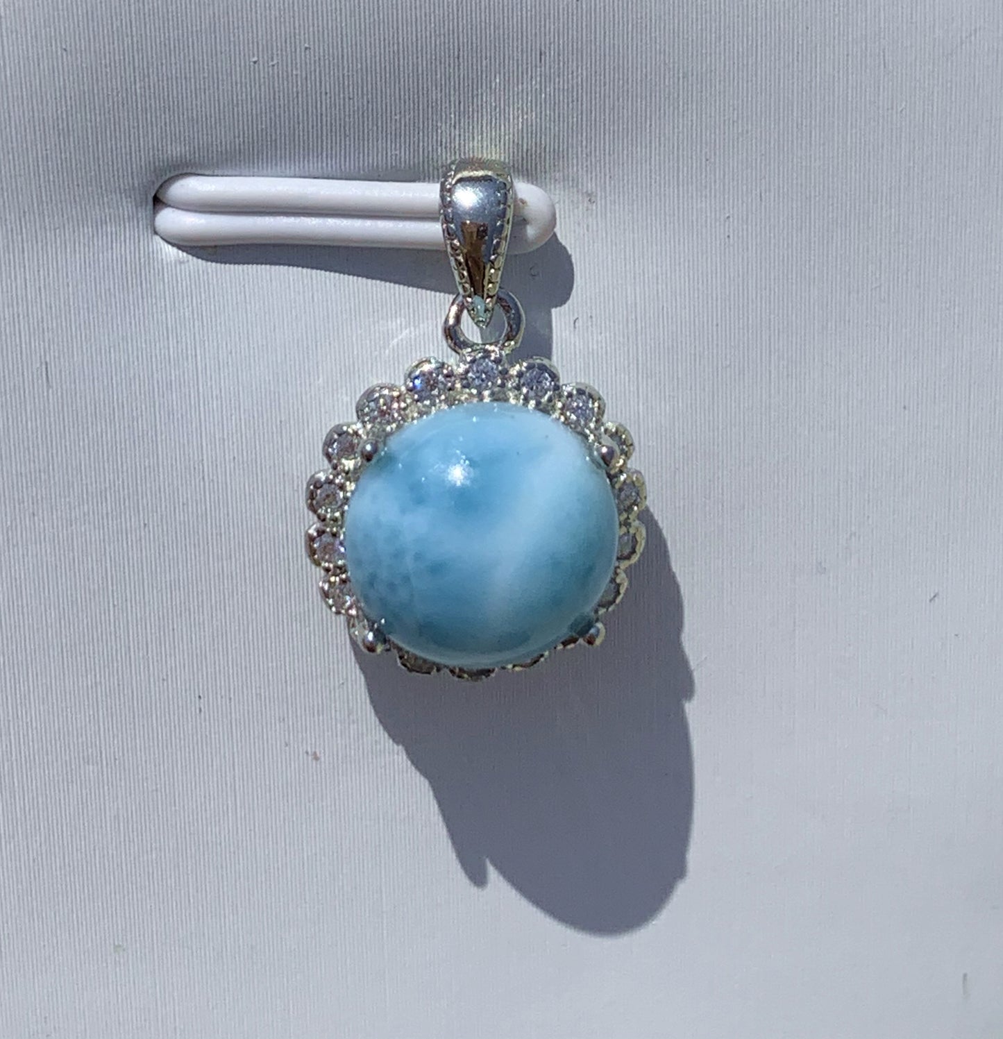 AAA+ Natural Authentic Dominican Larimar Pendant,Handmade Jewelry, Crystal Jewelry, Larimar Jewelry,Larimar Stone ET429