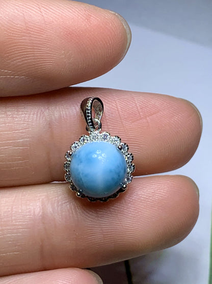 AAA+ Natural Authentic Dominican Larimar Pendant,Handmade Jewelry, Crystal Jewelry, Larimar Jewelry,Larimar Stone ET429