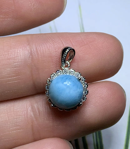 AAA+ Natural Authentic Dominican Larimar Pendant,Handmade Jewelry, Crystal Jewelry, Larimar Jewelry,Larimar Stone ET429
