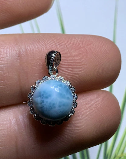 AAA+ Natural Authentic Dominican Larimar Pendant,Handmade Jewelry, Crystal Jewelry, Larimar Jewelry,Larimar Stone ET429